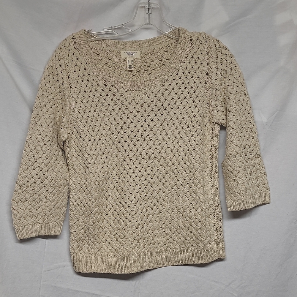 Lands' End Women's Cream Knit Sweater